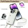 thumbnail image 2 of ShellTech for iPhone 15 Pro Case Wallet with Strap for Women,Crossbody Lanyard and Wristlet,White, 2 of 9