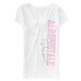 thumbnail image 1 of Aeropostale - Camiseta gráfica con cuello en V para mujer, color blanco, XS Aeropostale Camiseta gráfica, 1 of 2
