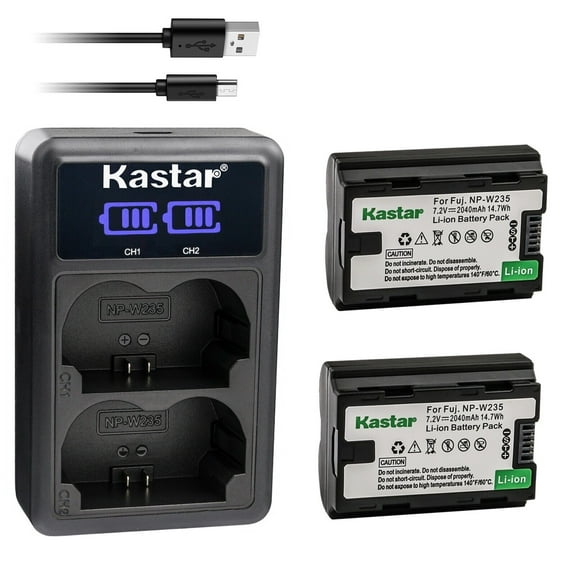 Kastar 2-Pack NP-W235 Battery and LED2 USB Charger Compatible with Fujifilm GFX 100S GFX100S Medium Format Mirrorless Camera, Fujifilm GFX 50S II Medium Format Mirrorless Camera
