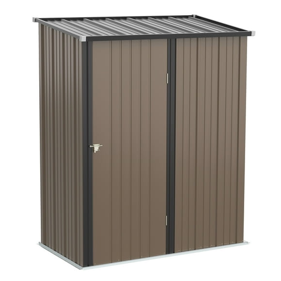 Outsunny 5' x 3' Outdoor Storage Shed, Steel Garden Shed with Single Lockable Door, Tool Storage House for Backyard, Patio, Lawn, Brown