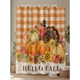 thumbnail image 4 of Fall Shower Curtain Turkey Pumpkin Shower Curtains for Bathroom Thanksgiving Decor, Waterproof Polyester Shower Curtain Set with Hooks, Stall Long Size 54"x78" Maple Leaves Orange Plaid, 4 of 6
