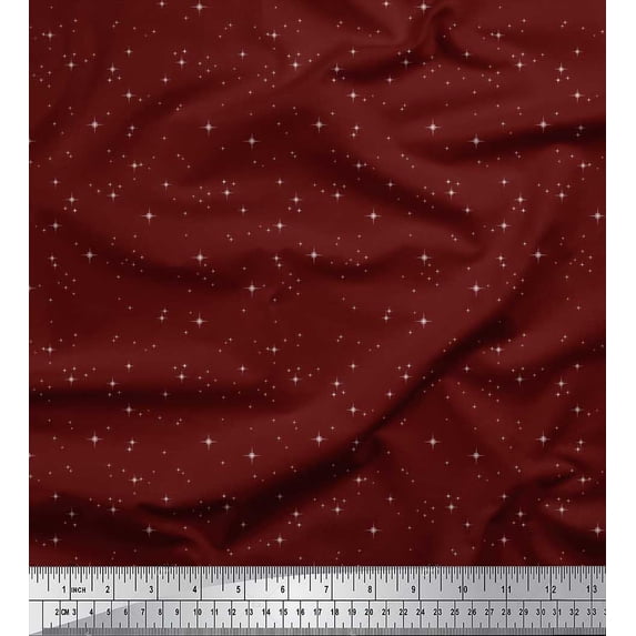 Soimoi Poly Georgette Fabric Stars Shirting Print Fabric by The Yard 42 Inch Wide