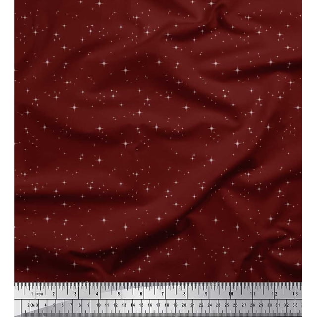 Soimoi Polyester Crepe Fabric Stars Shirting Printed Craft Fabric by The Yard 52 Inch Wide