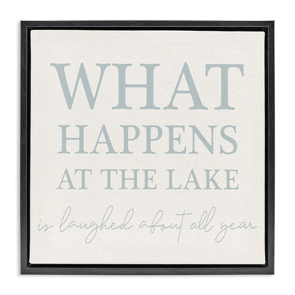 Stupell Industries What Happens At Lake Nautical & Beach Painting Black Floater Framed Canvas Art Print Wall Art, 18 x 18