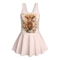 thumbnail image 4 of Tutolipy Highland Cow Floral Print Beach Swimwear, Skirt Design Breathable Girls Swimsuit for Summer, Size 6-7 Years, 4 of 8