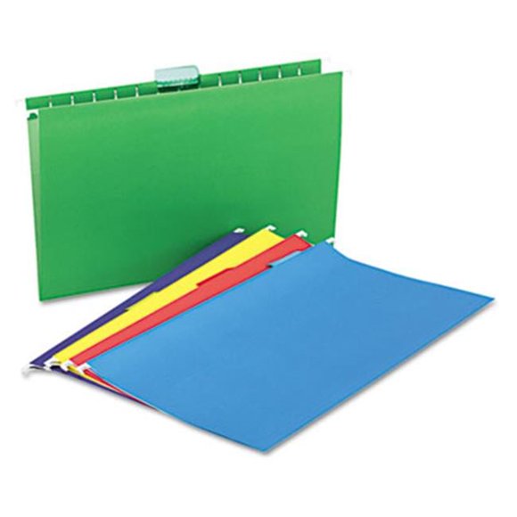 Hanging File Folders- 1/5 Tab- 11 Point- Legal- Assorted Colors- 25/Box
