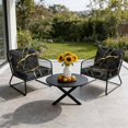 thumbnail image 5 of Outdoor Patio Cushion Covers 4 Pack Black Marble Patio Chair Cushion Covers with Ties and Zipper Golden Ripple Waterproof Outdoor Seat Cushion Covers for Patio Furniture 20"x18", 5 of 7