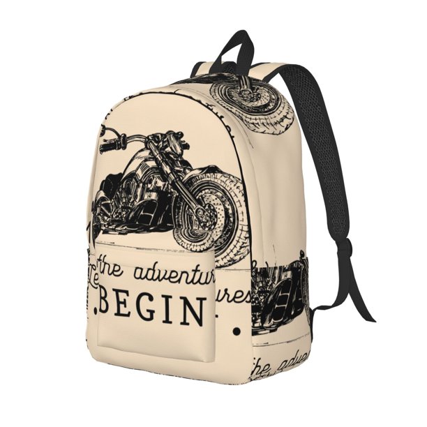 Balery Let The Adventure Begin Mochila Clásica Impresa Básica para Viaje, Mochila Escolar Resistente al Agua, Mochila de Lona con Correas Ajustables-Small