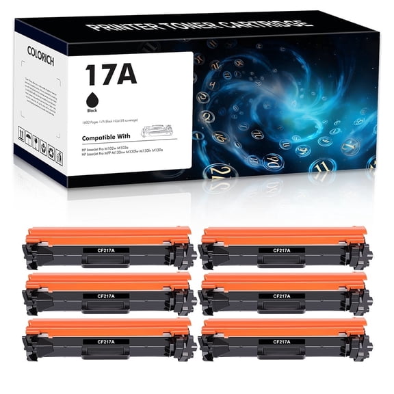 Colorich Compatible for HP 17A CF217A Toner Cartridge Compatible for Laserjet Pro M102w M102a, MFP M130nw M130fw M130fn M130a Printer (Black, 6-Pack )