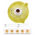 thumbnail image 6 of 13 Inch Round Placemats Set of 4, Boho Flowers Non Slip Heat Insulation PP Table Mats, Yellow Floral Vintage Bohemian Watercolor Washable Place Mats for Kitchen Dining Party Table Decor, 6 of 7