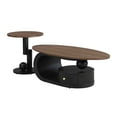 thumbnail image 7 of Luxury Nesting Coffee Table Set of 2 for Living Room: Modern Black & Brown Oval/Round Tables w/ Storage Drawer, 47.24" & 19.69" MDF & Iron Frame, Durable & Stylish, 7 of 7