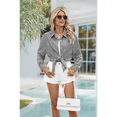 thumbnail image 7 of Women'S Striped Button Down Shirts Black and White  XL, 7 of 7