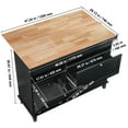 thumbnail image 5 of KFFKFF Dining Cart for Kitchen, 50" Wooden Surface with Concealed 10 Gallon Waste Bin, Country Style Living Room Table with Retractable Leaf, Towel Rack, Storage Drawer, in Black, 5 of 9