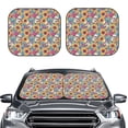 thumbnail image 2 of Honeii colorful Skull sunflower Print Foldable Car Sun Shade for Windshield, 2-Piece UV Protection Shade, Protects Car Interior, Ideal for Cars, Trucks, SUVs-Large, 2 of 6