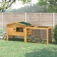 2 Levels Outdoor Rabbit Hutch With Openable Top, 59" Wooden Large
