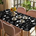 thumbnail image 3 of Christmas Black Table Cloths for 5 Foot Rectangle Tables, Xmas Tree Winter Snowflakes Plants Holiday Patio Waterproof Elastic Fitted Tablecloths, Washable Rectangular Table Cover for Camping, 3 of 8