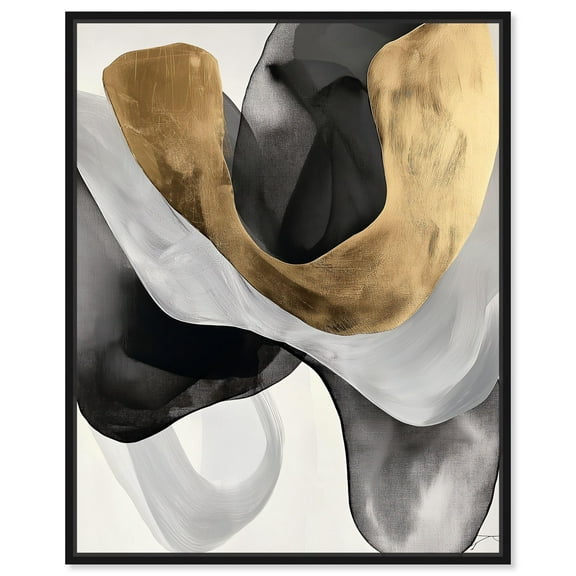 Golden Chaos III Canvas Neutral Boho Art by Art Remedy, Black Frame, 16" x 20"