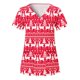 thumbnail image 1 of Tops de Mujer Tops de Uniforme de Trabajo Blusa de Bolsillo Con Cuello en V de Manga Corta A La Moda Con Estampado Navideño Odeerbi  ODB179412, 1 of 4