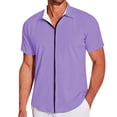 thumbnail image 5 of XIAONU Solid Print Shirt for Men Short Sleeve Zip Front Outdoor Tops, 5 of 6