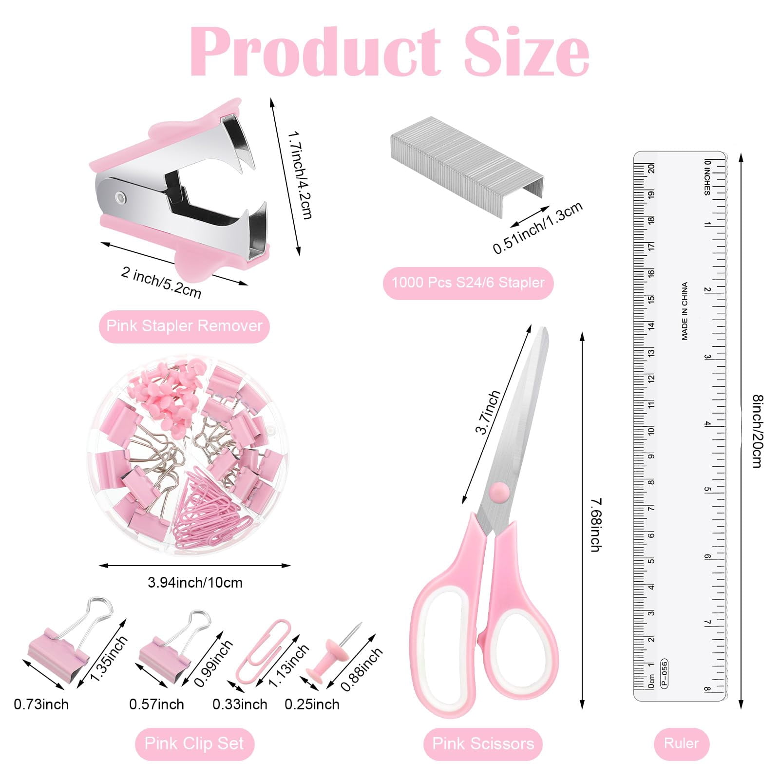 Pink Desk Organizers And Accessories  Office Supplies Include Mesh Organizer Tape Dispenser Stapler 1000 Staples Staple Remover Pen Holder Clips Set Ruler