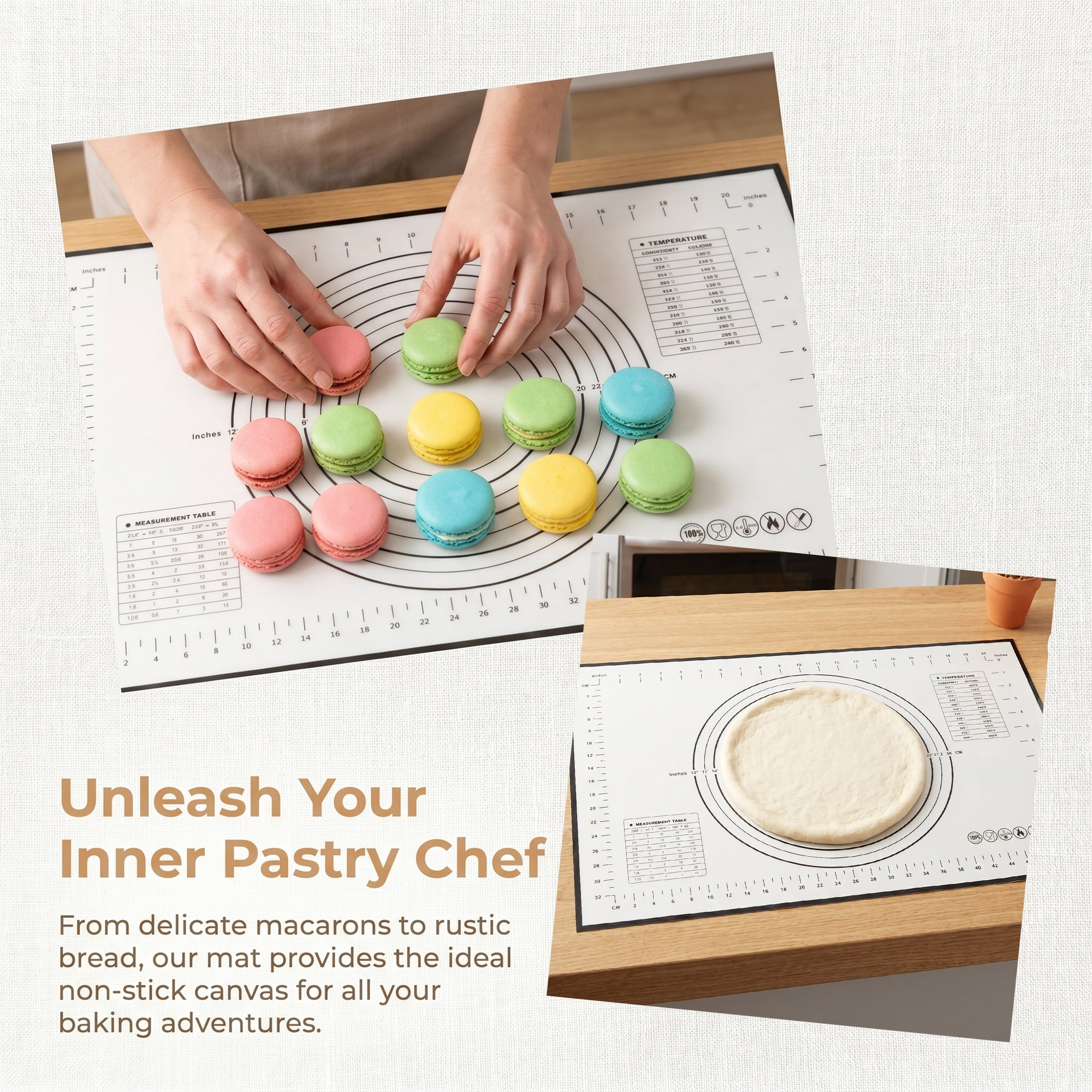 Unique Bargains Pastry Baking Mat with Measurements and Heat Resistance Black 15.7"x23.6"