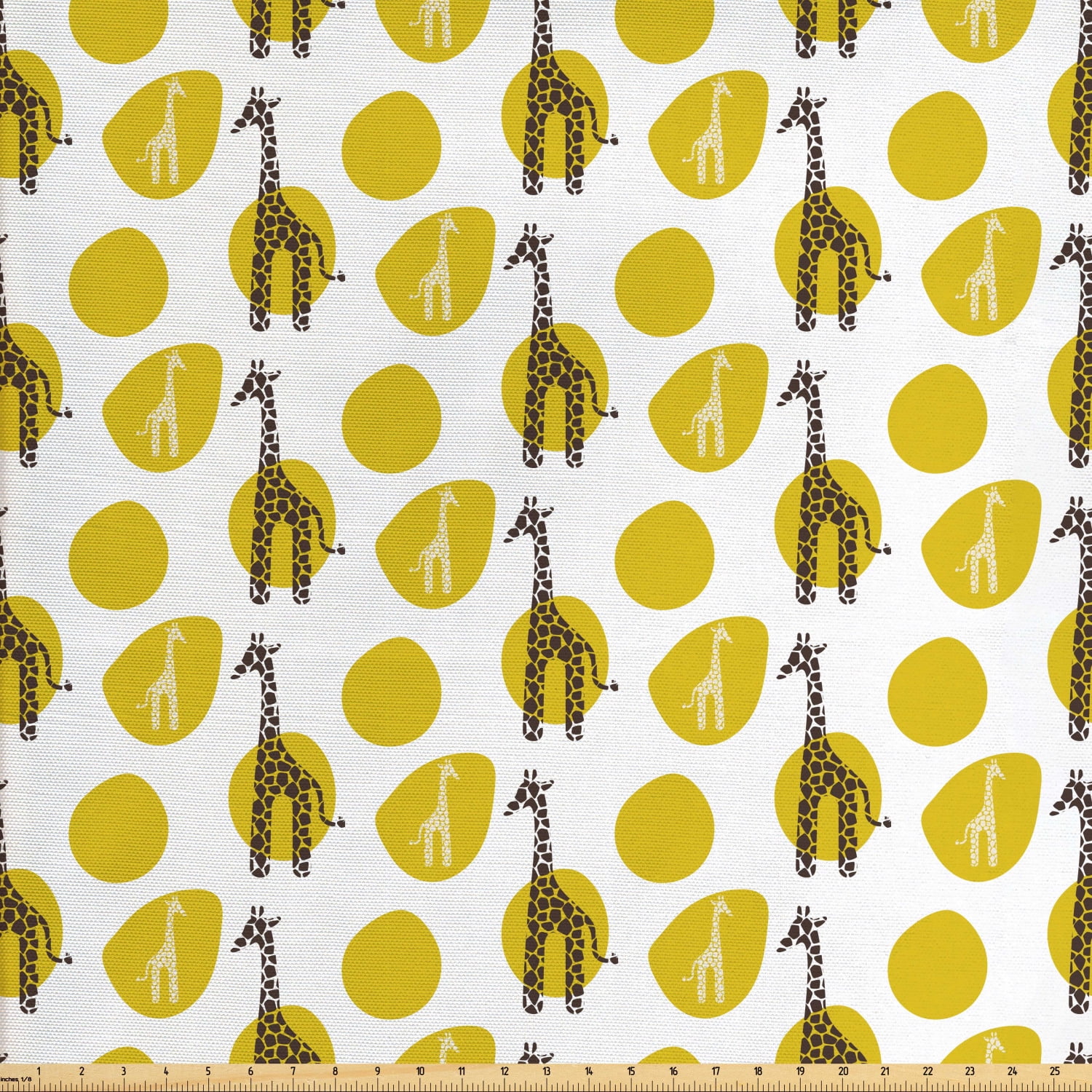 Giraffe Fabric by The Yard, Safari Wild Animal Art Pattern with Green