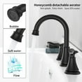 thumbnail image 6 of Hefilesy 2-Handle 8 inch Widespread Bathroom Sink Matt Black Lavatory 3 Hole 360° Swivel Vanity Sink Basin Faucets 3007B-MB, 6 of 6