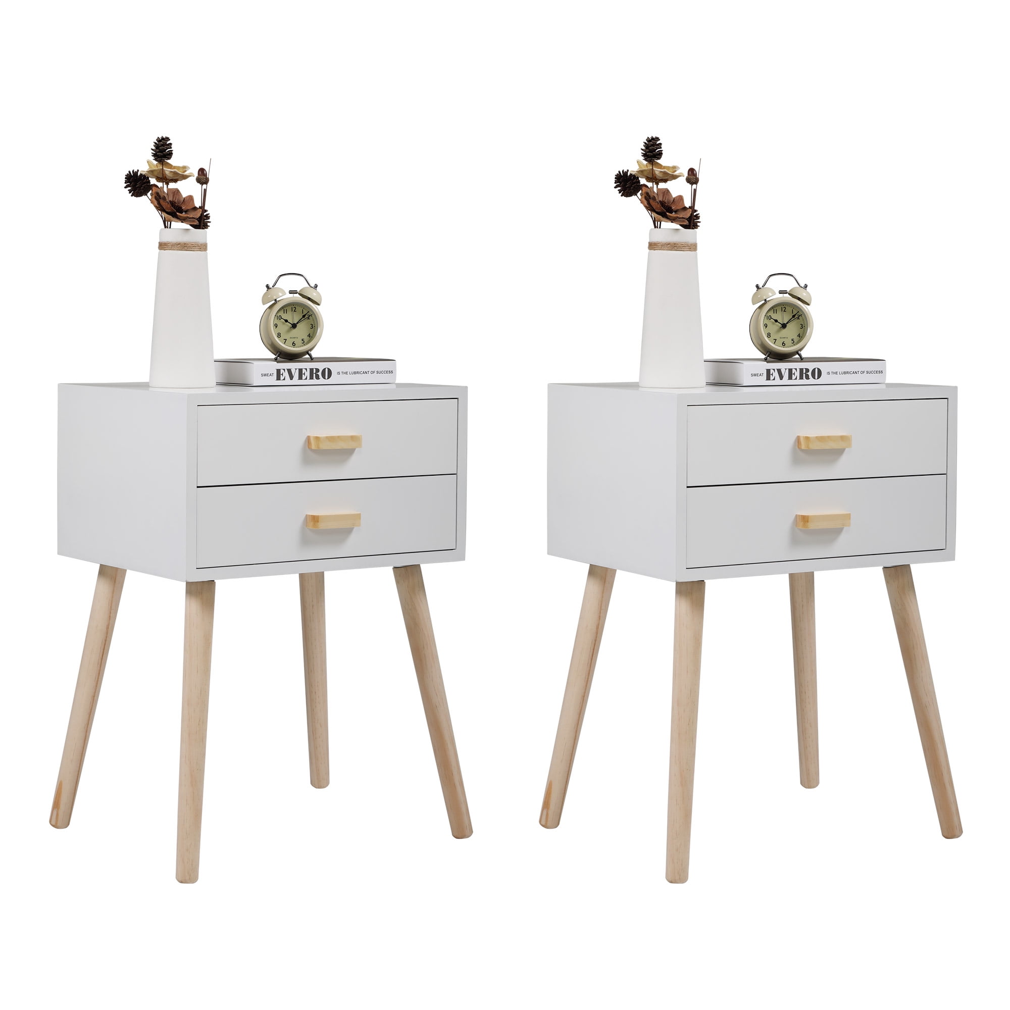 Buy JAXPETY 24.8 H Wood 2 Piece Bedside End Table Nightstand Mid