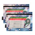 thumbnail image 2 of Dailycode 2 Pack Pencil Pouch for 3 Ring Binder Smooth Zipper Folders with Pockets Clear Window Pencil Case, Romantic Purple Heart, 2 of 6