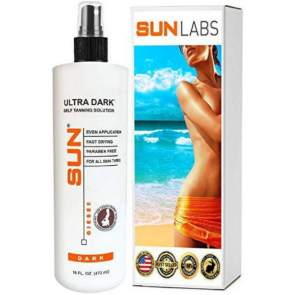 Vaporisateur de Solution Bronzante Foncée Bouteille Vaporisateur 16 oz Machine de Solution Bronzante Sans Soleil Aérographe Autobronzant Dha avec Poudre Bronzante par Sun Labs