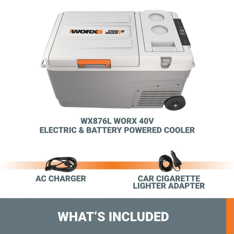 Worx 20V Electric & Battery Powered Cooler, Portable Refrigerator
