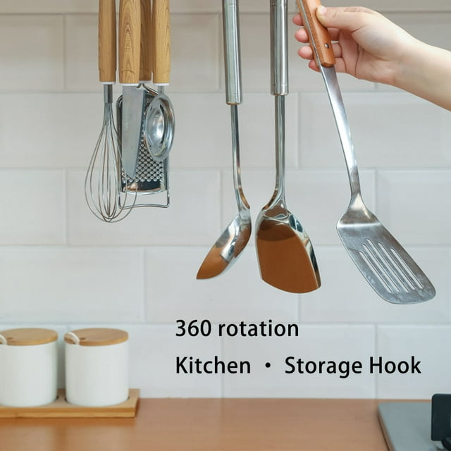 stanreset 1/2/3/5 Kitchen Hanger Replacement Solid Color 360 Degree Rotatable 6 Claw Cup Cooking Tool Brush Tie Rack Holder Accessories Blue 2PCS
