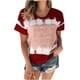 thumbnail image 2 of ICHUANYI Clearance Women's Tops Women's Fashion Casual Loose Blouse Tiy-dye Printing Round Neck T-Shirt Shirts Blouse Print Tee(Wine, S) ICHUANYI WER2023080805033, 2 of 5