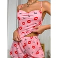 thumbnail image 3 of Arvbitana Women's Pajama Sets Fashion Print Sleeveless Cowl Neck Cami Tops + High Waist Wide Leg Shorts 2Pcs Sleepwear Ladies Casual Loungewear Outfits, 3 of 5
