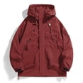 thumbnail image 5 of Waterproof Windbreaker Jacket Women Plus Size Hooded Long Sleeve Solid Color Windproof Casual Adjustable Hem Raincoat Outdoor Mountaineering Parka Jacket, 5 of 8