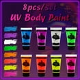 8 Colors UV Body Paint Set, Glow in The Dark Neon Face & Body Paint0