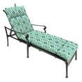 thumbnail image 5 of Jordan Manufacturing 74" x 22" Vesey Sea Mist Blue and Green Quatrefoil Rectangular Outdoor Chaise Lounge Cushion with Ties and Hanger Loop, 5 of 8