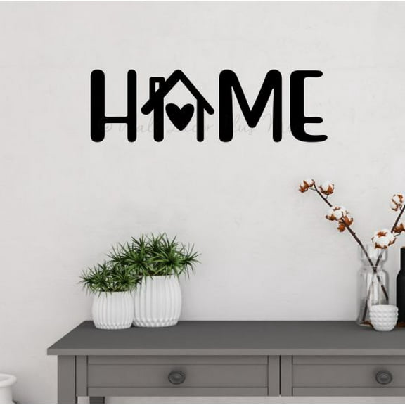 Home Word House Heart Art Decor Wall Decals Vinyl Sticker 23x7-Inch Black