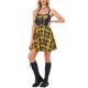 thumbnail image 2 of Vestido de mujer Inspire Chic a cuadros con escote corazón, sin mangas, con cordones, mini, ajustado y acampanado, talla XL, azul y amarillo, 2 of 5