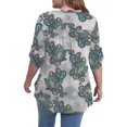 thumbnail image 3 of VERABENDI Women's Plus Size Tops 3/4 Sleeve Tunic Shirts A Buckle Decoration V-Neck Blouses,M-4XL, 3 of 6