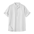 thumbnail image 3 of ManxiVoo Casual Stand Collar Short Sleeve Tunic with Pocket Lightweight and Breezy Pullover for Everyday Relaxed Wear XXXL Size White, 3 of 4