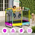 thumbnail image 2 of Baxluxe 60" Kids Trampoline 7-in-1, Elliptic Toddler Trampoline with Safety Enclosure Net, Height Adjustable Handrail & 500lbs Capacity, Mini Bouncer with Swing for Age 3-8, Stars, 2 of 9