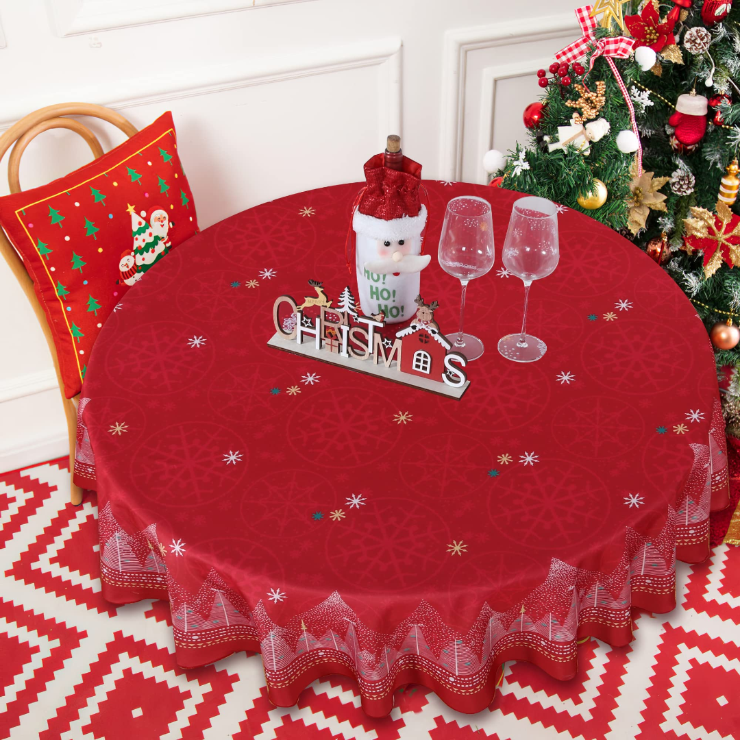 LUSHVIDA Printed Christmas Tablecloth 60 Inch Round photo 4
