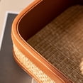 thumbnail image 6 of Handwoven Grass & PU Leather Storage Tray, Natural Decorative Organizer for Desk, Entryway, Counter – Farmhouse Catchall, 1 Piece, 6 of 9