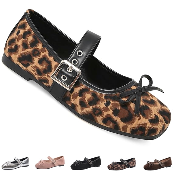 CHICVOMEY Women‘s Mary Jane Shoes Square Toe Ballet Flat Mary Jane Flats with Buckle Strap Casual&Dressy Flats