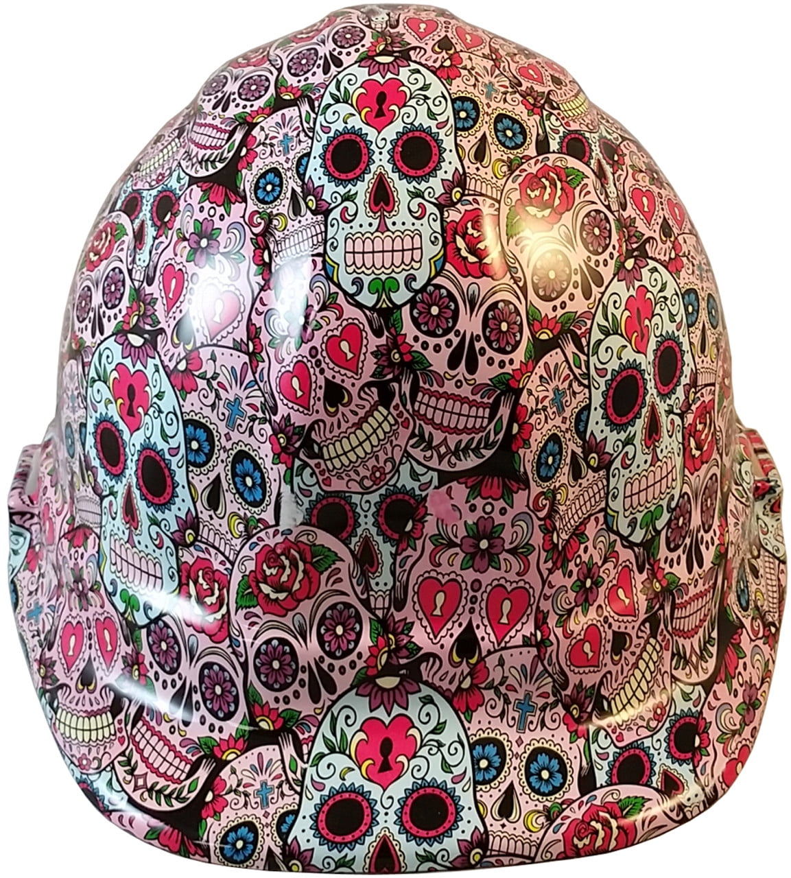 Sugar Skulls Hydro Dipped Hard Hats Cap Style Design with 4 Pt Suspension