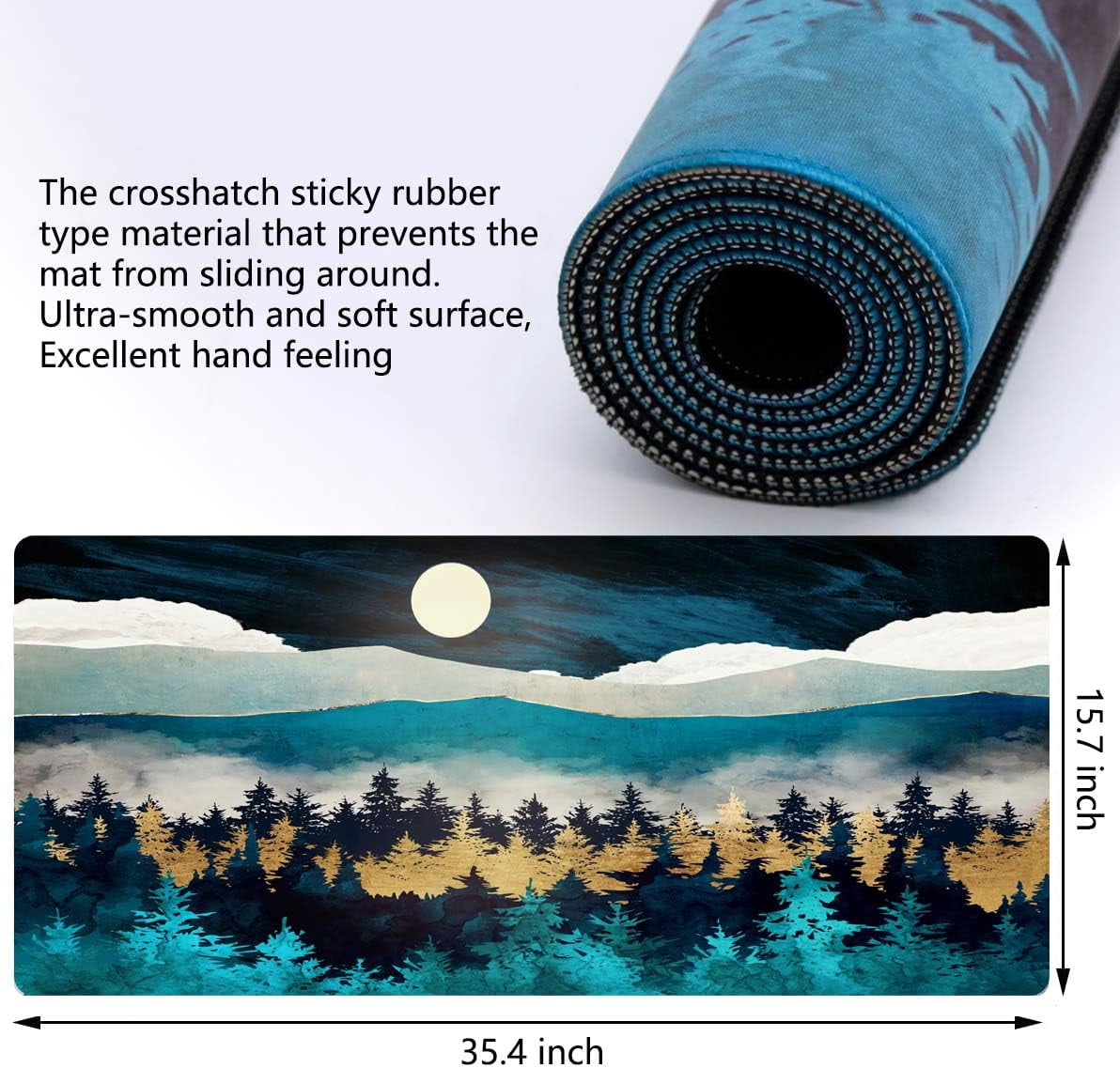 Extended Gaming Mouse Pad Large Desk Mat XXL 35.4x15.7in Mouse Pad Non-Slip Rubber Base Keyboard Pad Waterproof Desktop Mat for Laptop Computer Work Game Home Office-Forest