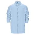 thumbnail image 4 of Men's Solid Stripe Casual Basic Shirts Tops Breathable Long Sleeve Button Up Lapel Slim Male Clothing, 4 of 7