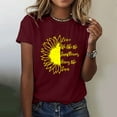 thumbnail image 2 of WTXUE T-Shirts Short Sleeve, Crew Neck Graphic Tees Women Sunflower Summer T Shirt Loose Blo Cotton Floral, Shirts for Women | Casual for Women's Plus Wine/Sunflower XXL, 2 of 6