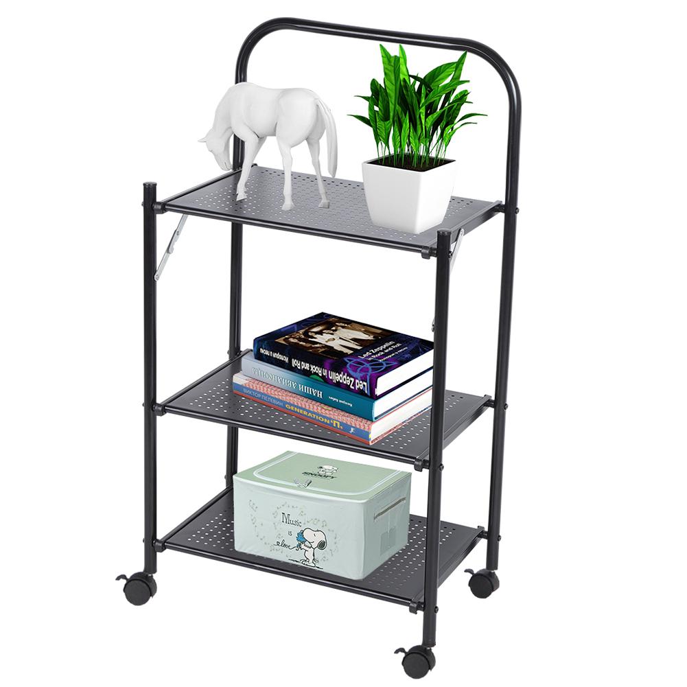 WALFRONT 3 Tier Shelving Storage Unit, Folding Metal ...